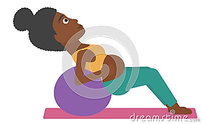 Pregnant woman on gymnastic ball. Vector Illustration