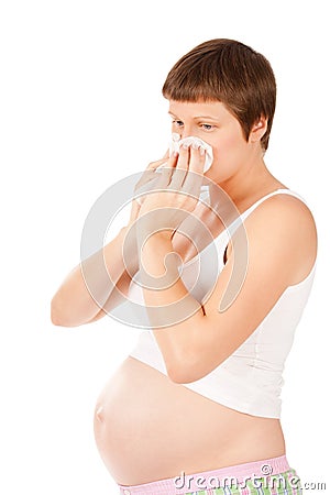 Pregnant woman has catarrh Stock Photo