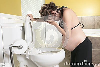 Pregnant woman having morning sickness during Stock Photo