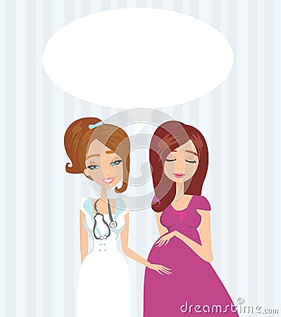 Pregnant Woman Having a Prenatal Checkup Vector Illustration