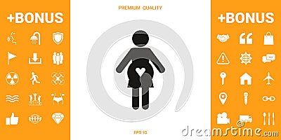 Pregnant woman icon with heart Vector Illustration