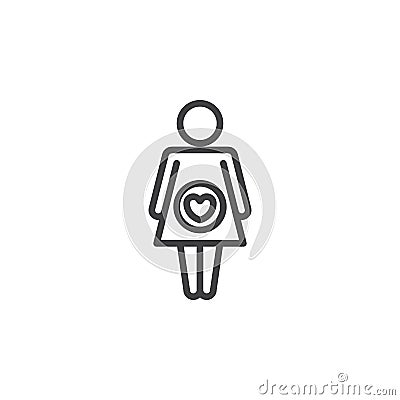 Pregnant woman line icon, outline vector sign, linear style pictogram isolated on white. Vector Illustration