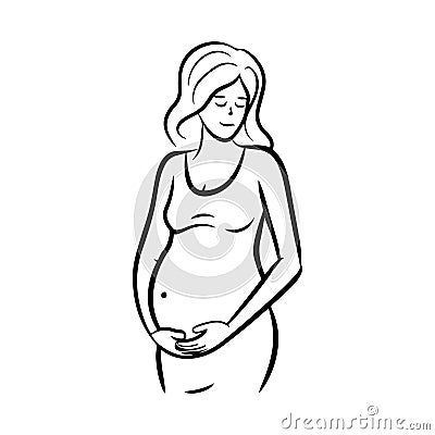 Pregnant Woman Logo Black Outline Vector, Maternity Logo Icon Vector Illustration