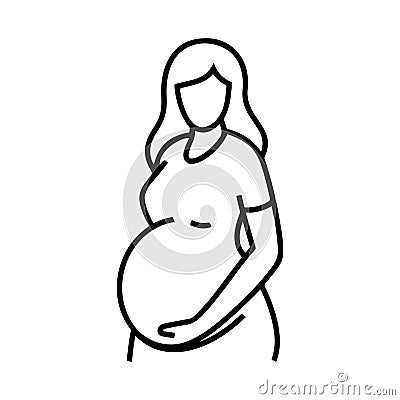 Pregnant Woman Logo Black Outline Vector, Maternity Logo Icon Vector Illustration