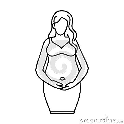 Pregnant Woman Logo Black Outline Vector, Maternity Logo Icon Vector Illustration