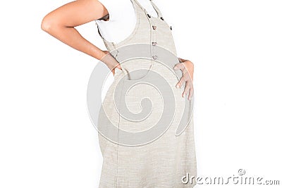Pregnant woman lumbar pain Stock Photo