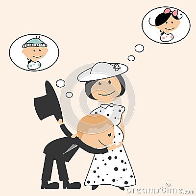 Pregnant woman and man Vector Illustration