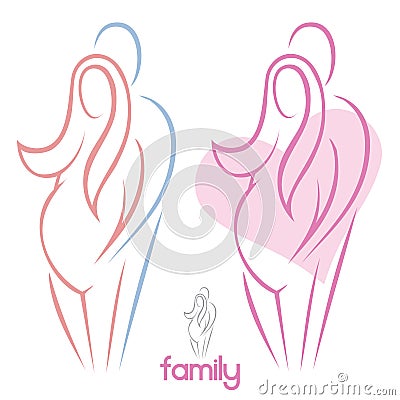 Pregnant woman and man Vector Illustration