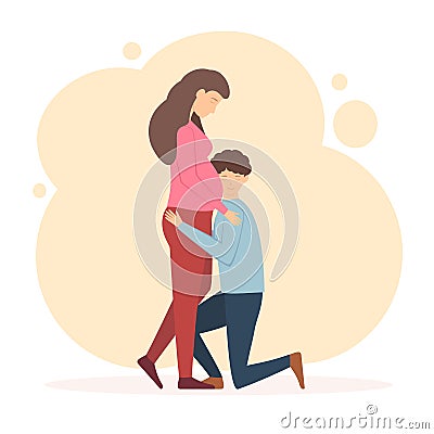 Pregnant Woman and Man Vector Illustration