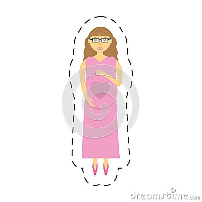 pregnant woman maternity pretty Cartoon Illustration