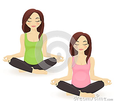 Pregnant woman practicing yoga Vector Illustration