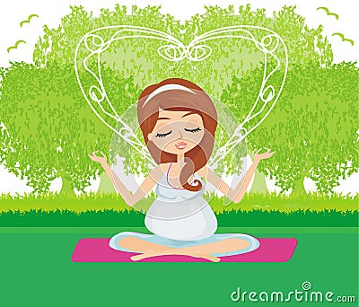 Pregnant woman relax doing yoga Vector Illustration