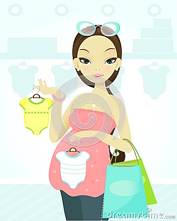 Pregnant woman shopping Vector Illustration