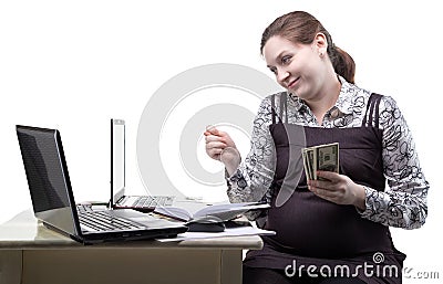 Pregnant woman showing fico gesture Stock Photo