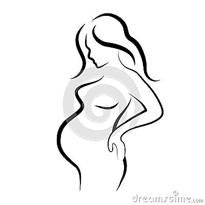 Pregnant woman silhouette, vector symbol Vector Illustration