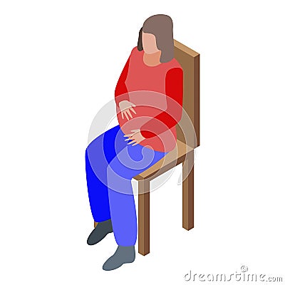 Pregnant woman sitting icon, isometric style Vector Illustration