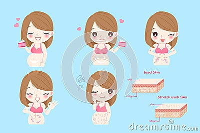 Pregnant woman with stretch marks Vector Illustration