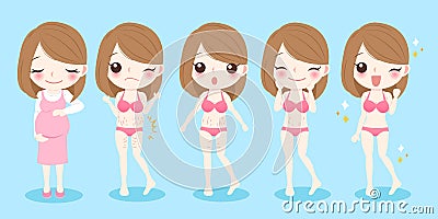 Pregnant woman with stretch marks Vector Illustration