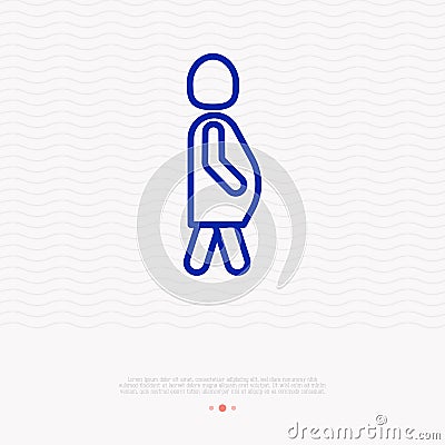 Pregnant woman thin line icon. Modern vector illustration of pub Cartoon Illustration