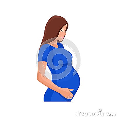 A pregnant woman is waiting for the birth of a baby Vector Illustration