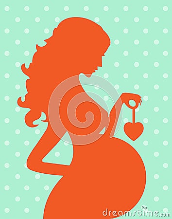 Pregnant woman in waiting. Love Vector Illustration