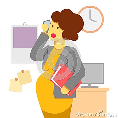 Pregnant woman working Vector Illustration