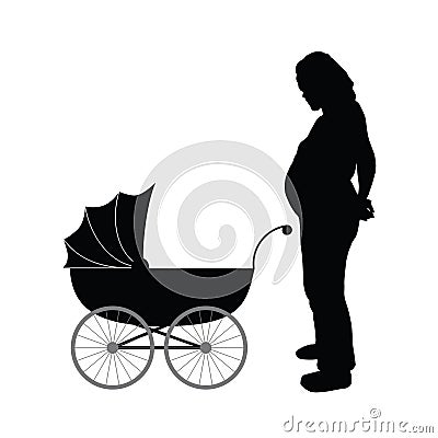 Pregnant women with baby carriages vector illustration Vector Illustration