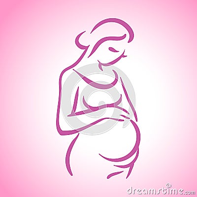 Pregnant women vector icon and template blue illustration Vector Illustration