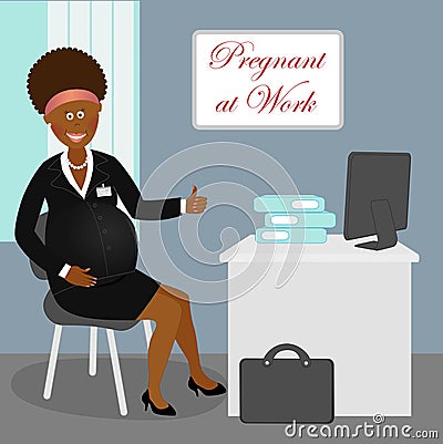 Pregnant at work 3 Vector Illustration