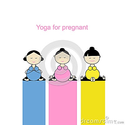 Pregnant yoga, women group for your design Vector Illustration