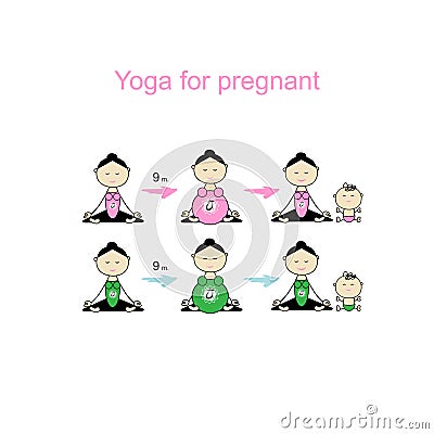 Pregnant yoga, women group for your design Vector Illustration