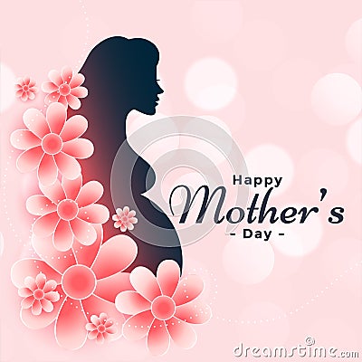 Pregnent women with flowers for happy mothers day Vector Illustration