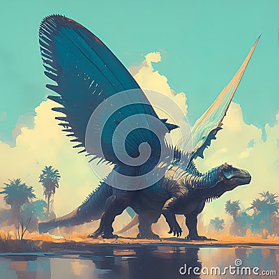 Prehistoric Adventure - Dimetrodon Stepping Out Stock Photo