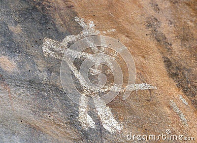 Prehistoric cave painting in Bhimbetka -India. Stock Photo