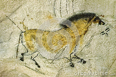 Prehistoric cave painting of a horse from the Lascaux Cave Editorial Stock Photo