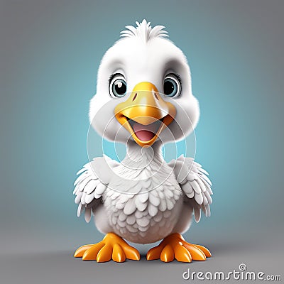 Prehistoric Charm: 3D Illustration of a Cute Dodo Cartoon Illustration