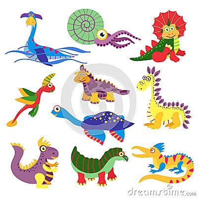 Prehistoric cute dinosaurus vector illustration on white background Vector Illustration