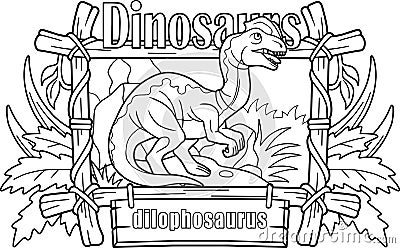 Prehistoric dinosaur dilophosaurus, coloring book, funny illustration Vector Illustration