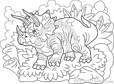 Prehistoric dinosaur triceratops, coloring book, funny illustration Vector Illustration