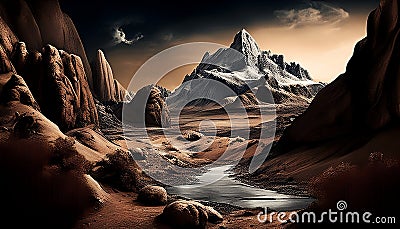 Prehistoric Earth: A Majestic and Untamed Wilderness, Made with Generative AI Stock Photo