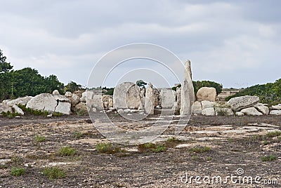 Prehistoric giant stone structure at Hagar Qim, Malta Stock Photo