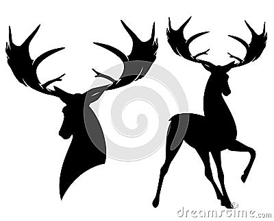 Prehistoric irish elk deer black vector silhouette Vector Illustration