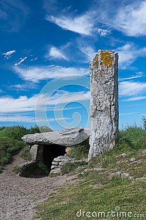 Megaliths, standing stone and dolmen of Morbihan, France Stock Photo