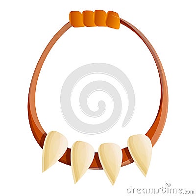 Prehistoric necklace icon, cartoon style Vector Illustration