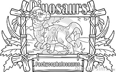 Prehistoric Pachycephalosaurus dinosaur, coloring book, funny illustration Vector Illustration