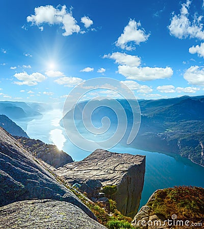 Preikestolen massive cliff top Norway Stock Photo