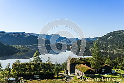 Preikestolen/Pulpit Rock Guest House, view at the lake nearby Stock Photo