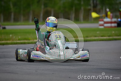 PREJMER, BRASOV, ROMANIA - MAY 3: Unknown pilots competing in National Karting Championship Dunlop 2015, Editorial Stock Photo