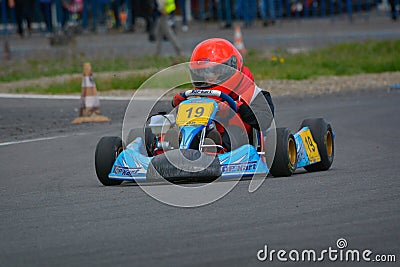 PREJMER, BRASOV, ROMANIA - MAY 3: Unknown pilots competing in National Karting Championship Dunlop 2015, on May 3, 2015 Editorial Stock Photo