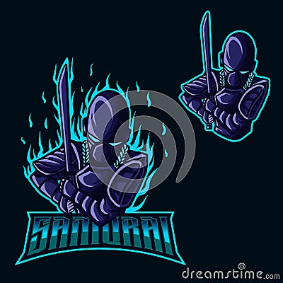 Samurai Robot for Mascot logo and Gaming Vector Illustration